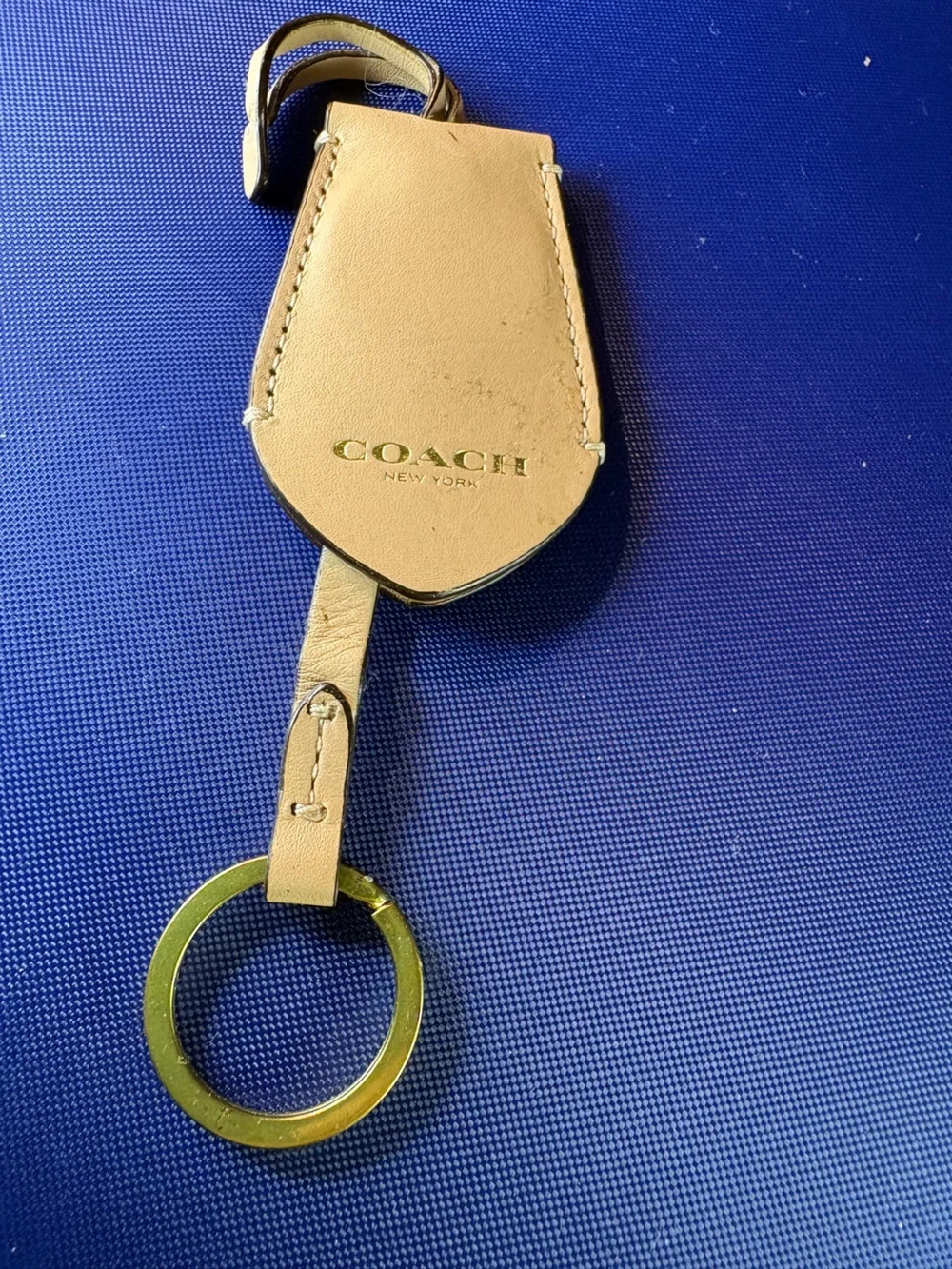Coach Beige and Brown Leather Tag & Keychain Set